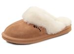 ELENA EDEN, warme damespantoffels, met lamsvacht KAMEEL