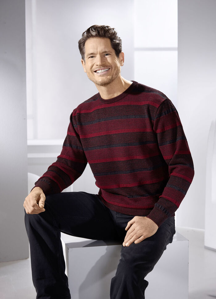 Trui met ronde hals en gestructureerd ontwerp in 2 kleuren BORDEAUX-ANTRACIET