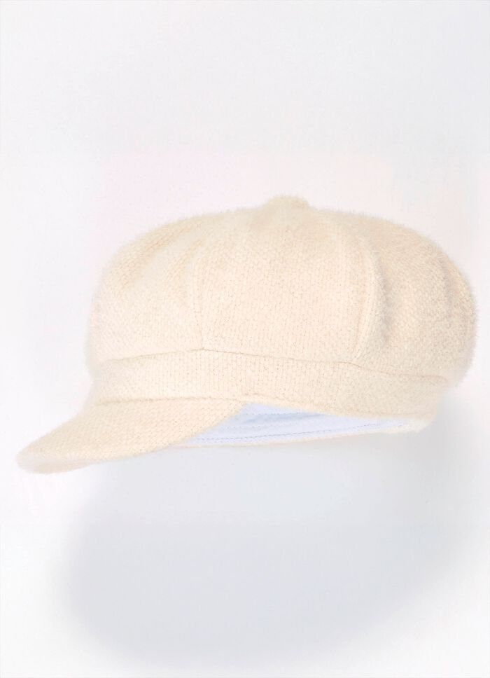 Elegante dames krantenjongenspet met elastiek aan de achterkant NATUUR