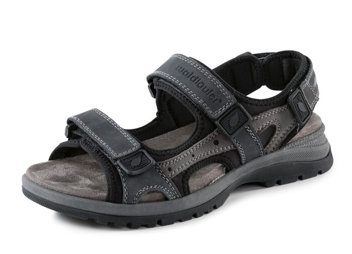 Waldl&auml;ufer trekkingsandaal van nubuckleer BLAUW-GRIJS-ZWART