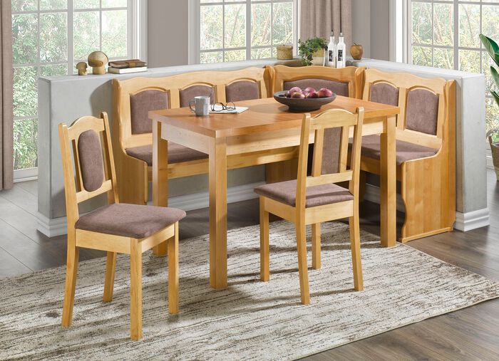 Comfortabel eetkamermeubilair met aangename stoffen bekleding NATUURBRUIN