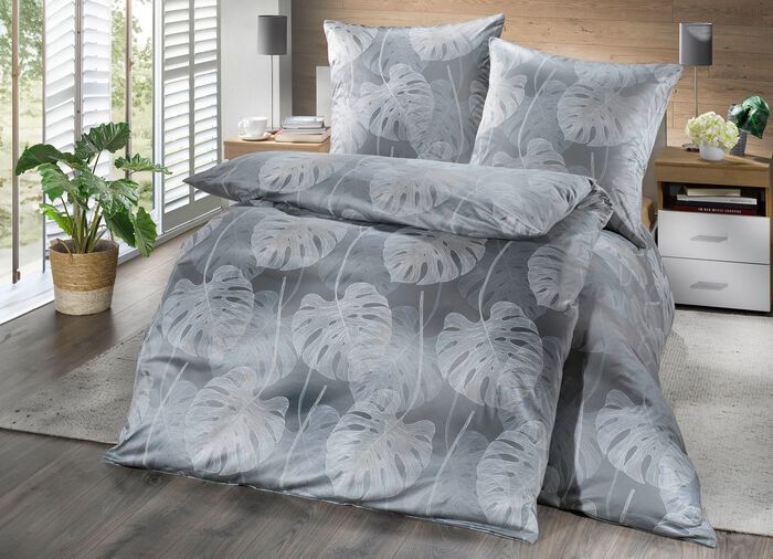 Mako satijnen beddengoedset van Estella TAUPE