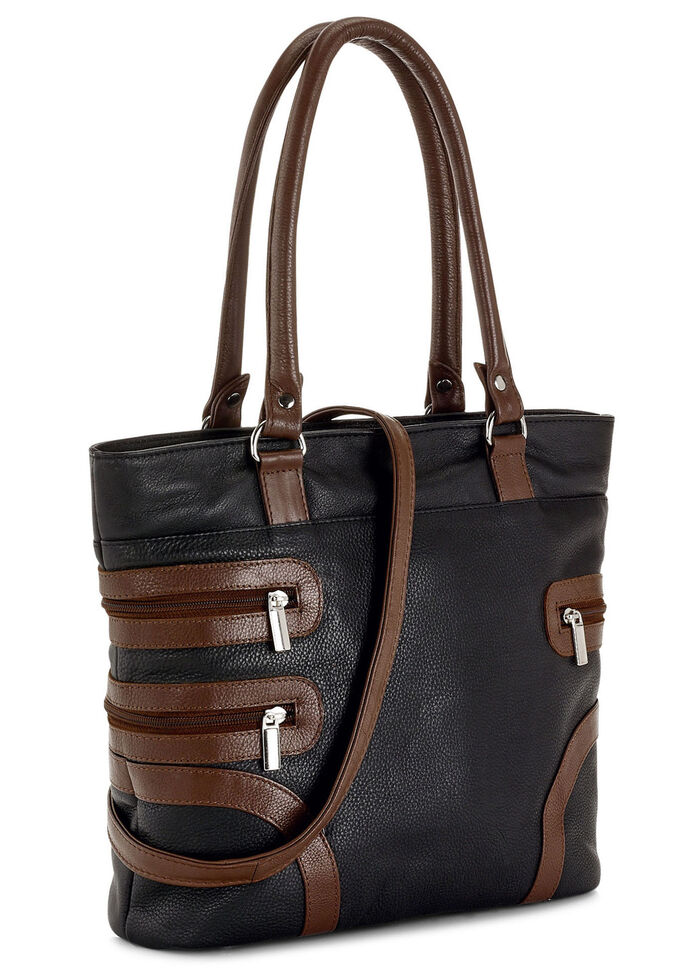 Laurina tas gemaakt van rundnappaleer ZWART-BRUIN