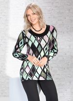 Expressief lang shirt met zwart paneel 