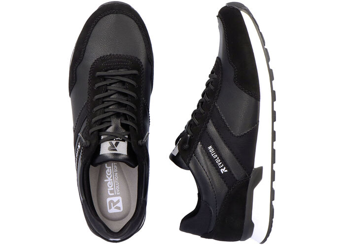 Sneakers met veters en uitneembaar voetbed van textiel ZWART