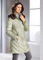 Korte donsjas met afneembare capuchon 