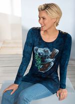 Lang shirt met motief inkjetprint in 2 kleuren MARIENE BATIK