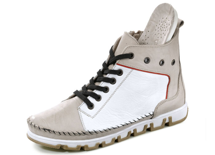 Gemini mocassin veterlaarsje met gekreukelde structuur KIEZELWIT