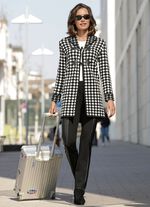 Broek in trendy materiaalmix 