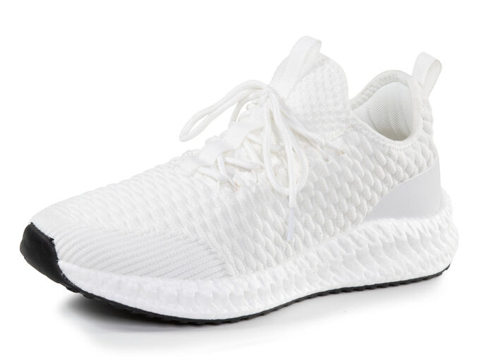 Veterschoenen van gestructureerd textielmateriaal WIT