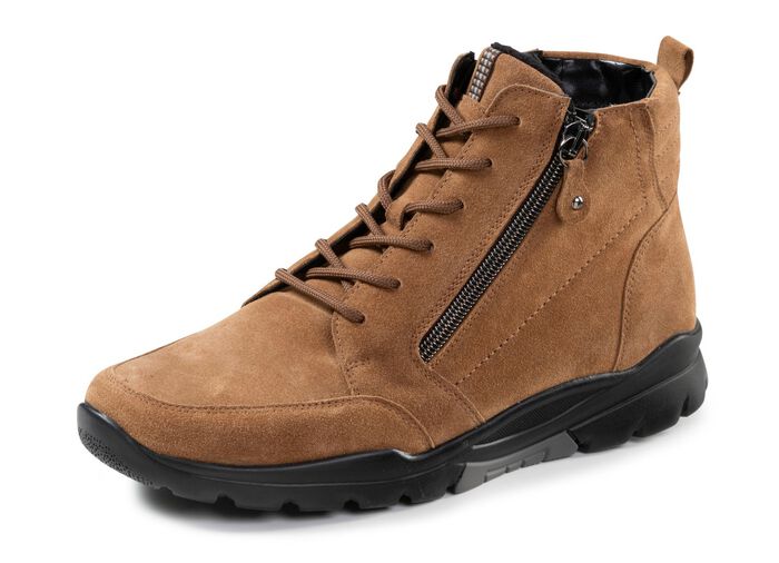 Waldl&auml;ufer, gevoerde dames enkellaarsjes, winterschoenen, breedte H, met uitneembaar voetbed COGNAC