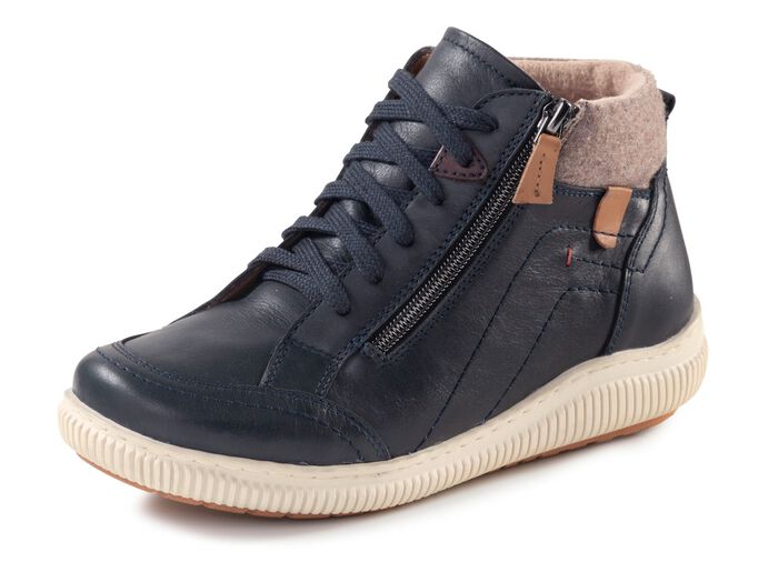 ELENA EDEN, comfortabele dameslaarzen, breedte H, met uitneembaar voetbed MARINE