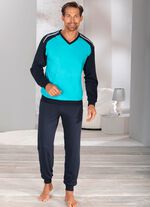 Set van twee pyjama's met V-hals en manchetten 