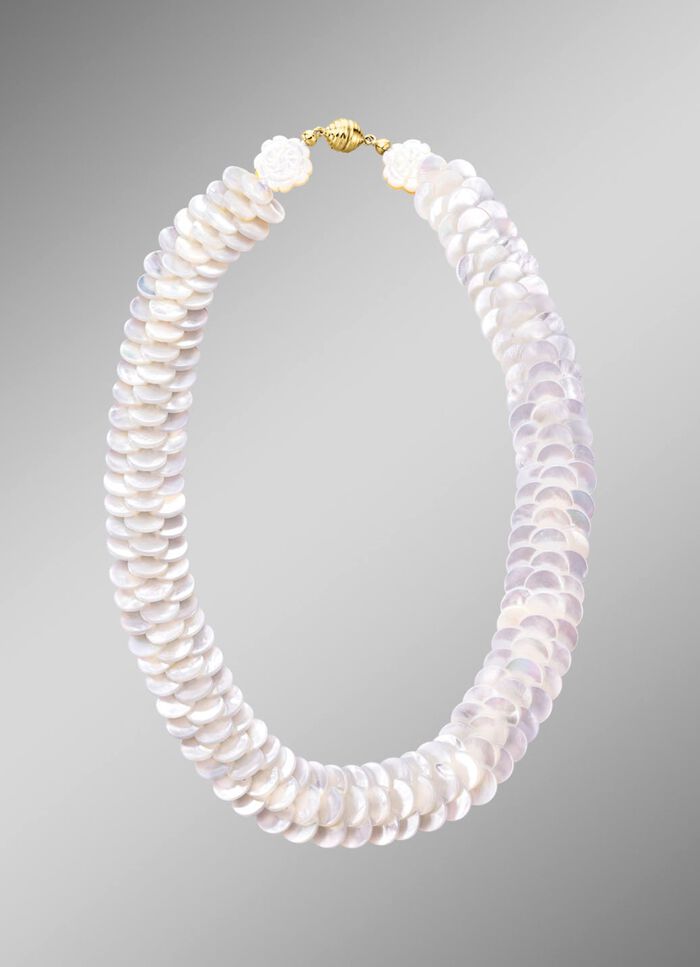 Glinsterende ketting met echte parelmoer 