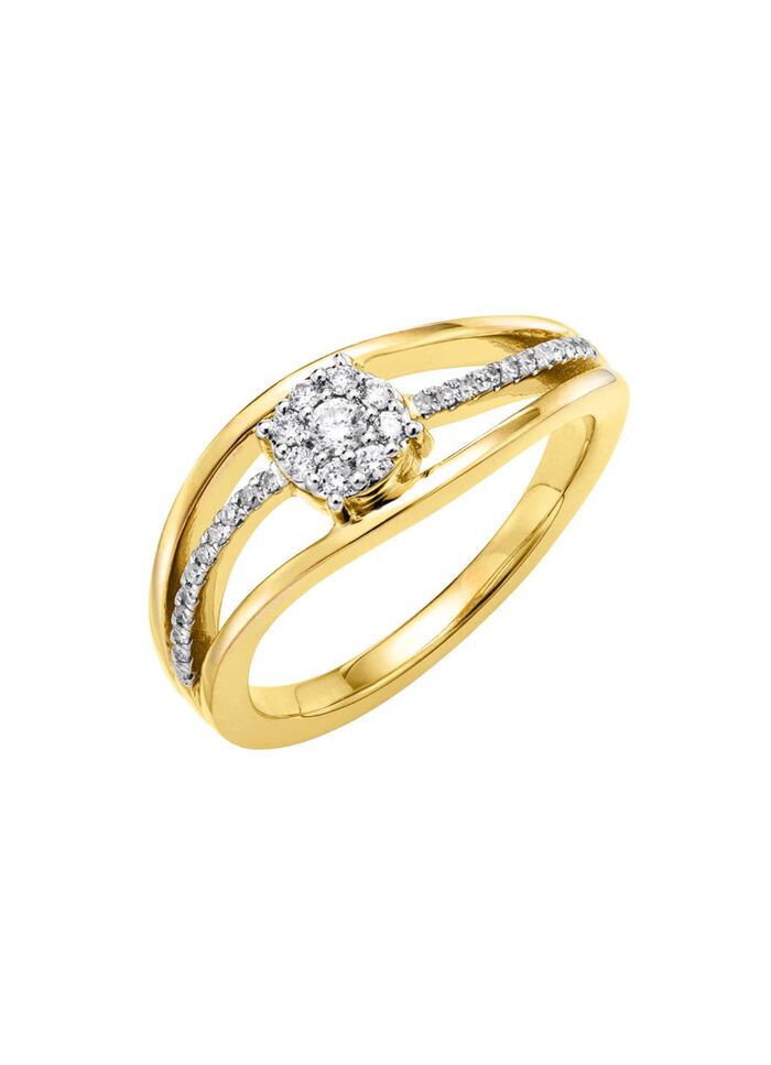 Damesring met diamanten en briljant geslepen diamanten 