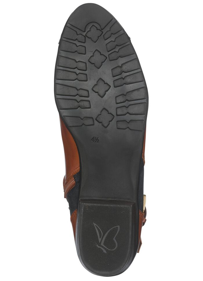 Caprice, chique dames enkellaarsjes, breedte G, met uitneembare binnenzool BRUIN-DONKERBLAUW