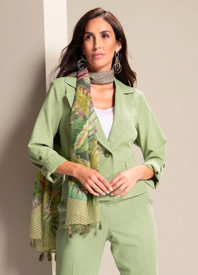 Sjaal met kwastjes aan de uiteinden 