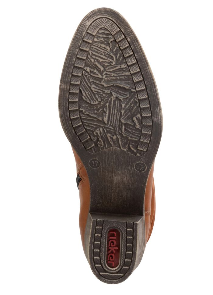 Rieker western enkellaarsjes van zacht synthetisch materiaal met ruches COGNAC