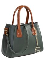 Laurina tas van generfd kalfsnappa leer DONKERGROENBRUIN