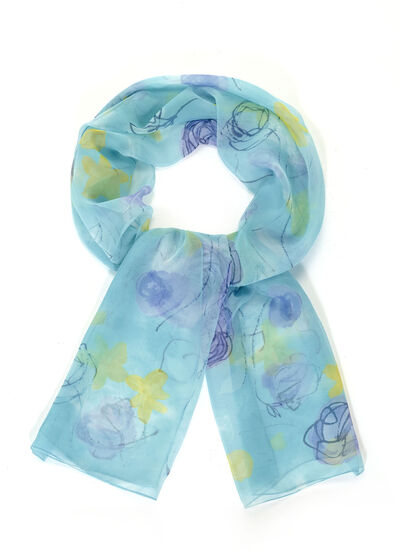 Sjaal met fantasie bloemenmotief 