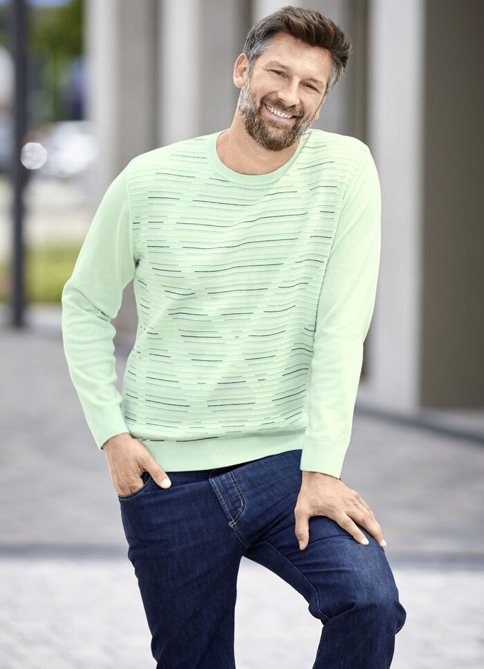 Trui met ronde hals en gestructureerd ontwerp in 3 kleuren GEVLEKTE LIMOEN