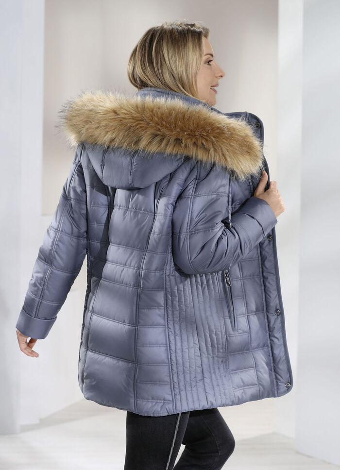 Jas met afneembare capuchon DUIFBLAUW
