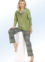 Set van twee pyjama's met borstzak en knoopsluiting 1 X GEEL, 1 X OLIJF