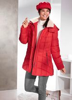 Functioneel jack met afneembare imitatiebontrand op de kraag VUURROOD