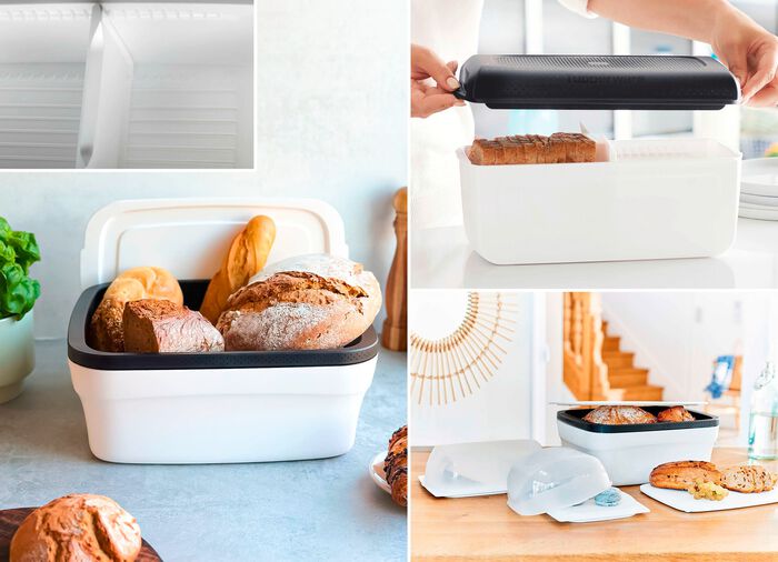 Tupperware BreadSmart broodcontainer WIT-ZWART