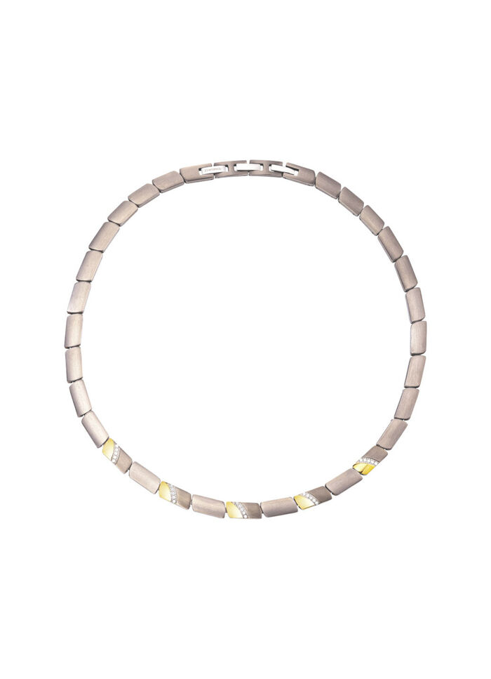 Tweekleurige ketting met synthetische zirkonia 