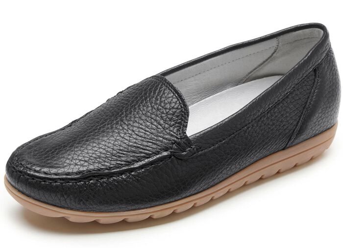 Waldl&auml;ufer pantoffels van fijn, generfd hertennappaleer ZWART