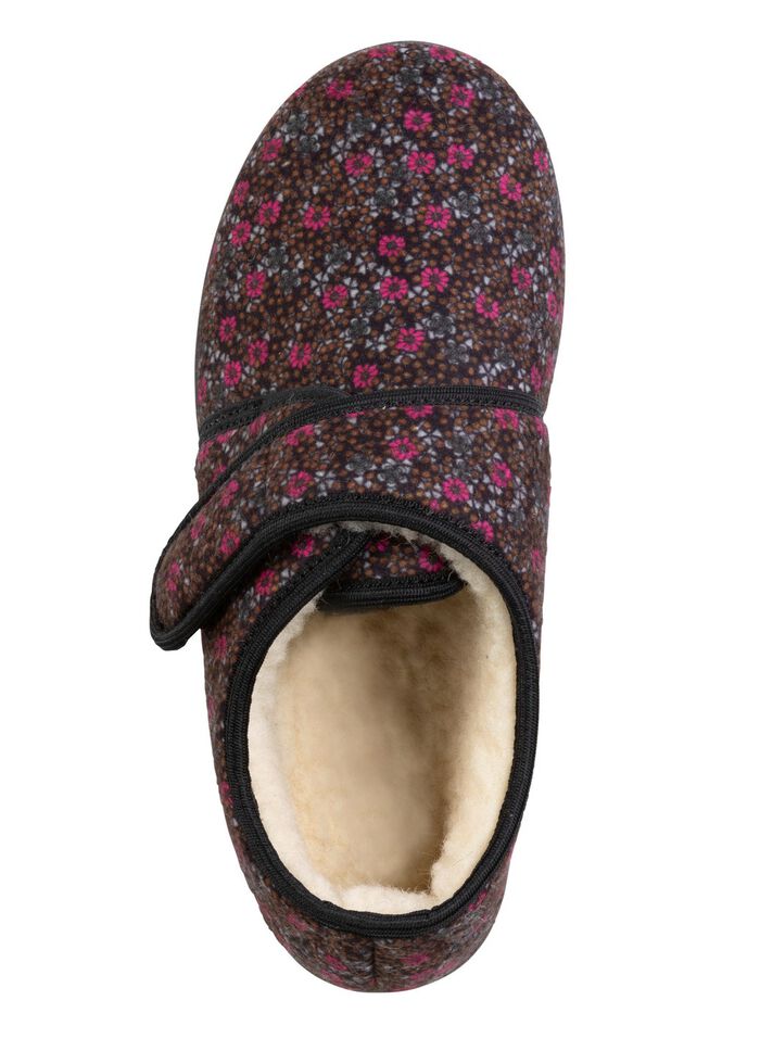 Warme damespantoffels, breedte H, met klittenbandsluiting 