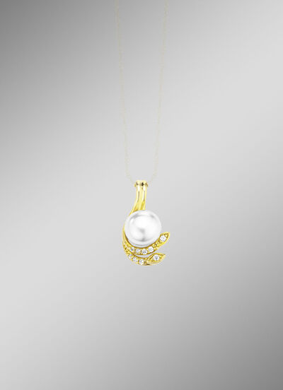 Elegante hanger met zoetwaterparel en synthetische zirkonia 