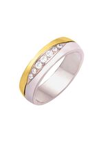 Damesring in bicolor met synthetische zirkonia 