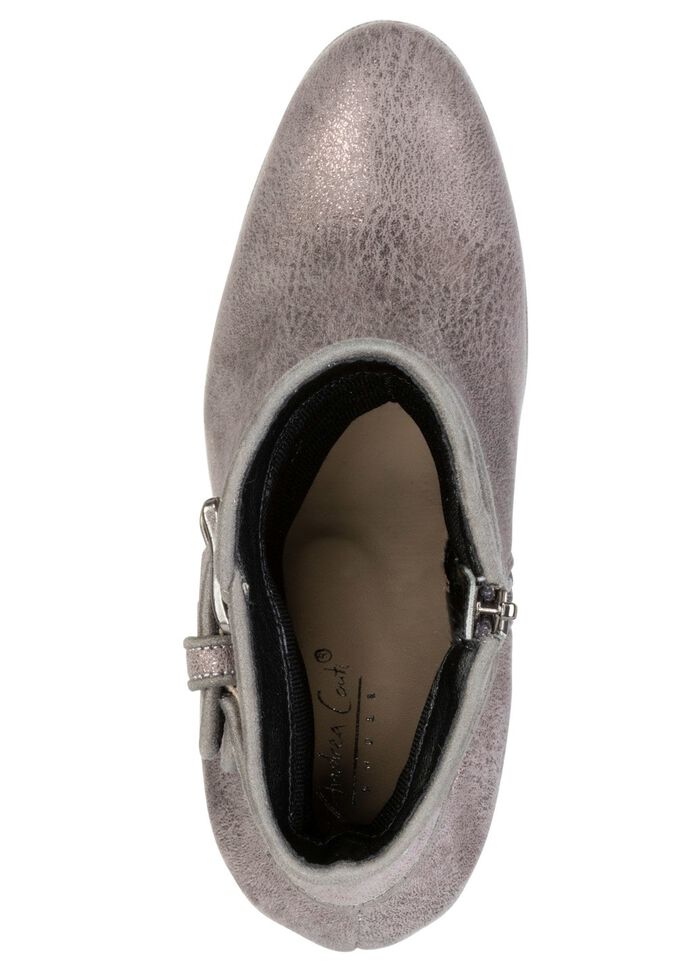 Andrea Conti, trendy dames enkellaarsjes, met rits OUD ZILVER