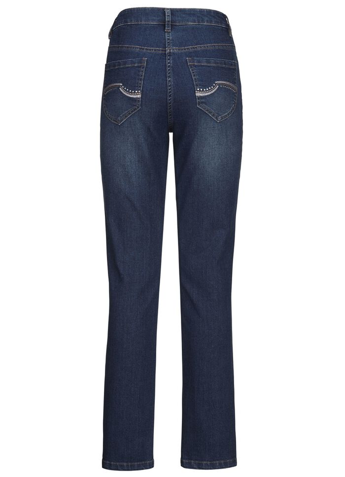 Jeans met mooie borduursels en glinsterende strass-steentjes 