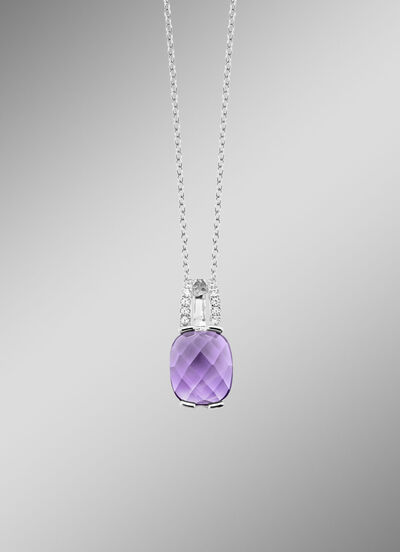 Magische elegantie: hanger met echte amethist en ankerketting 