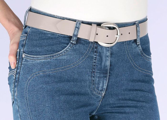 Modieuze leren damesriem, 3,5 cm breed TAUPE