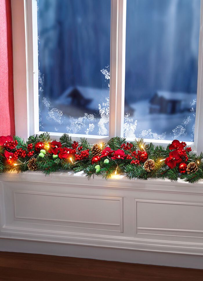 Verlichte guirlande met dennentakjes 