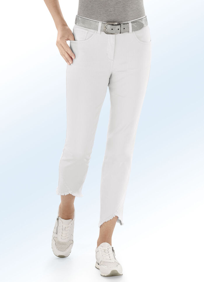 7/8-broek met interessante franjes aan de randen ECRU