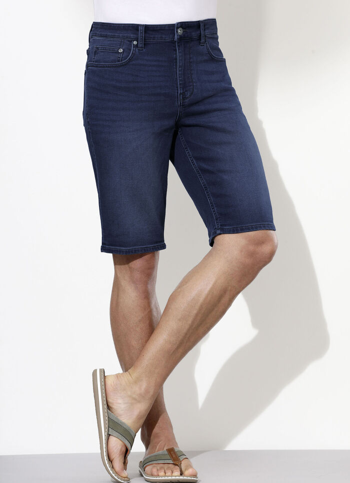 Denim bermudashort in 3 kleuren DONKERBLAUW
