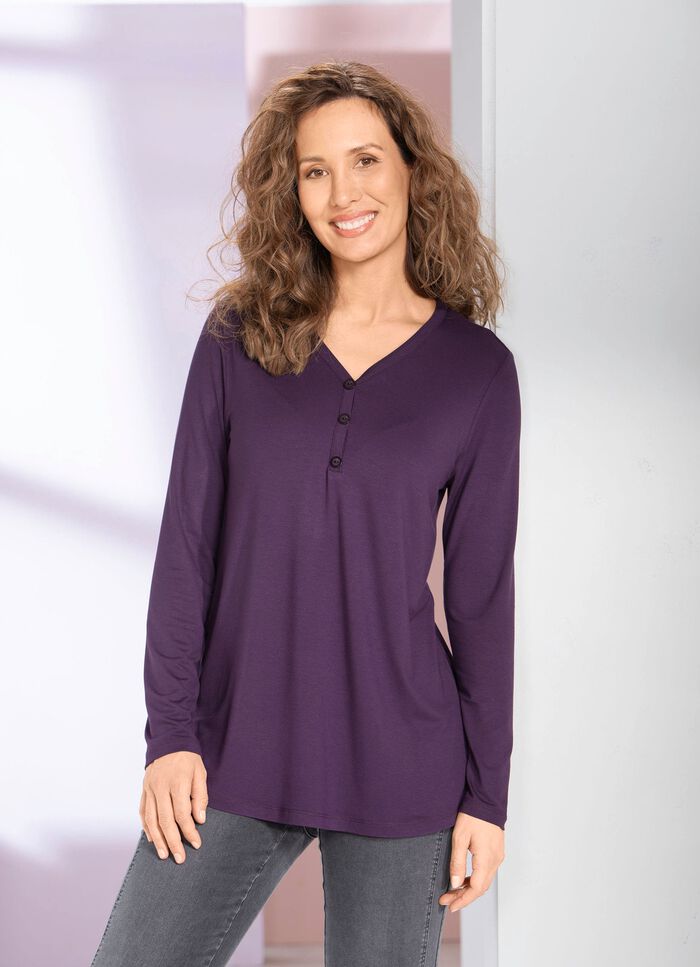 Overhemd tuniek met korte knoopsluiting 