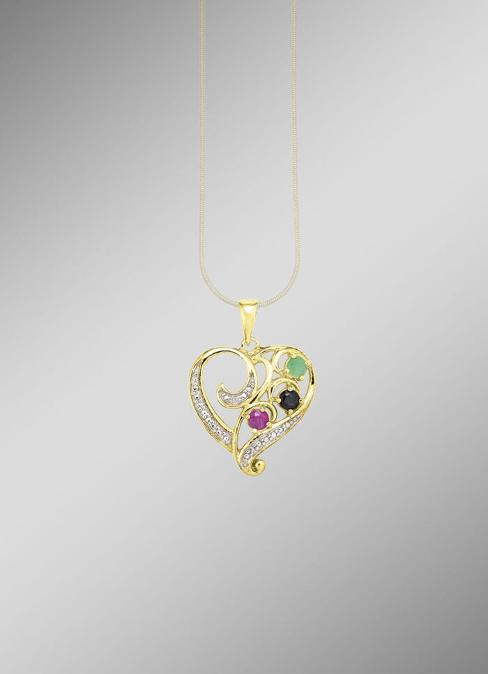 Romantische harthanger met edelstenen en diamant 