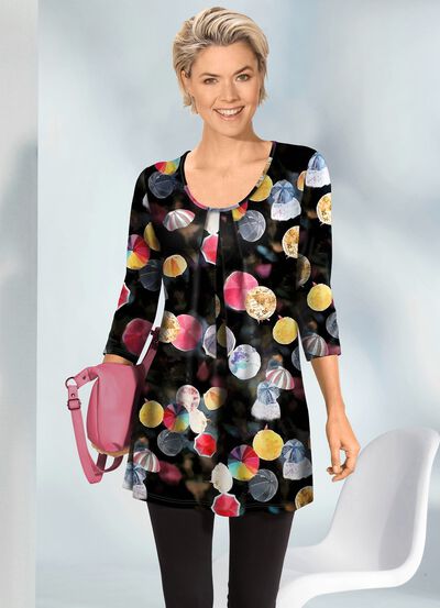 Lang shirt met plooien aan de voorkant 