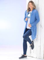 Lang vest in stretchy gestreepte look JEANSBLAUW