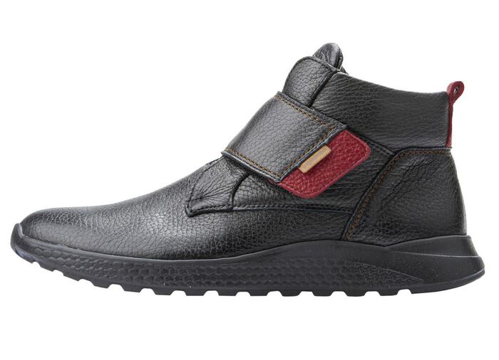 Waldl&auml;ufer, comfortabele dames enkellaarsjes, breedte H, met uitneembaar voetbed ZWART-ROOD