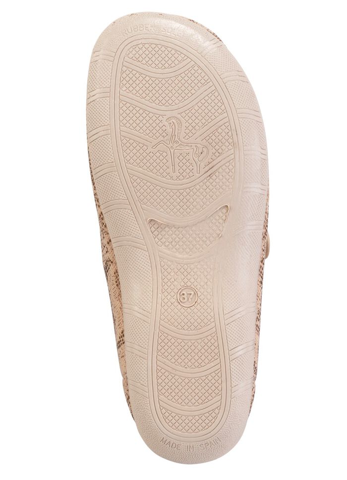 ELENA EDEN pantoffels gemaakt van gedeeltelijk glanzend bedrukt textielmateriaal BEIGE