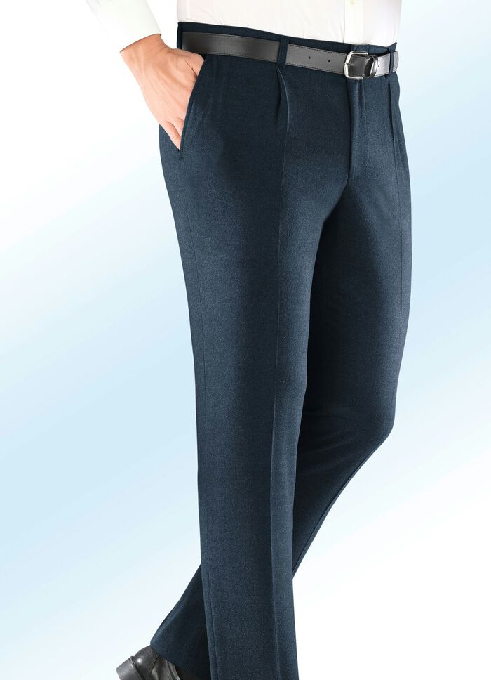 Stretchbroek ‘Klaus Models’ met plooien ROOKBLAUW
