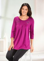 Lang shirt met decoratieve platen in 3 kleuren FUCHSIA