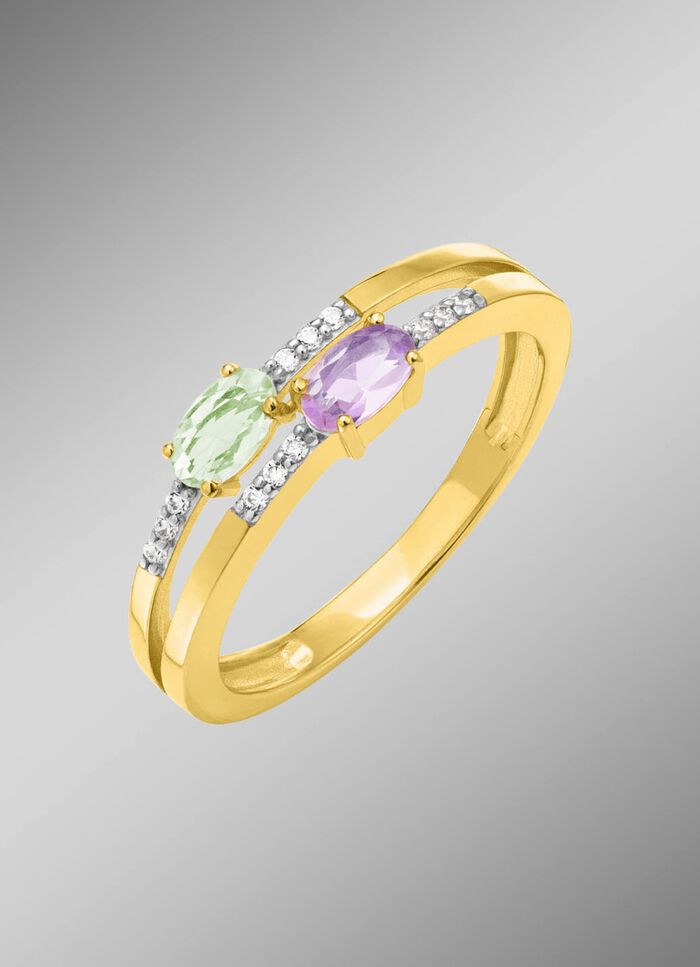 Aantrekkelijke blikvanger: damesring met synthetische zirkonia en glasstenen 